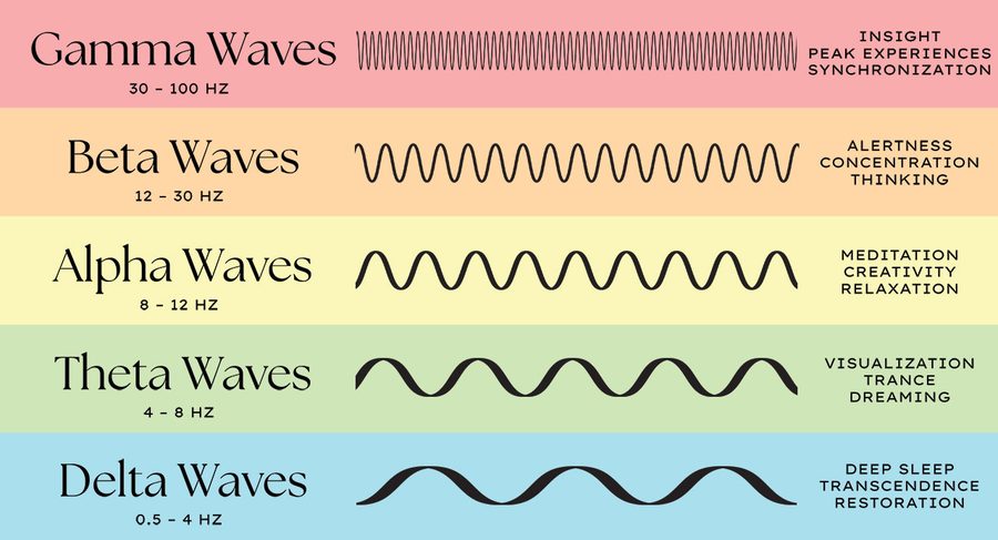 Brainwave frequency chart showing Gamma waves
